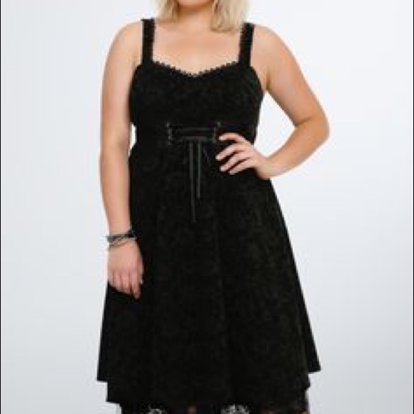 torrid Dresses & Skirts - Torrid black dress Smocked Corset Top EUC 2